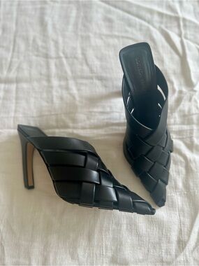 Bottega Veneta Black Alfie Mule Heels